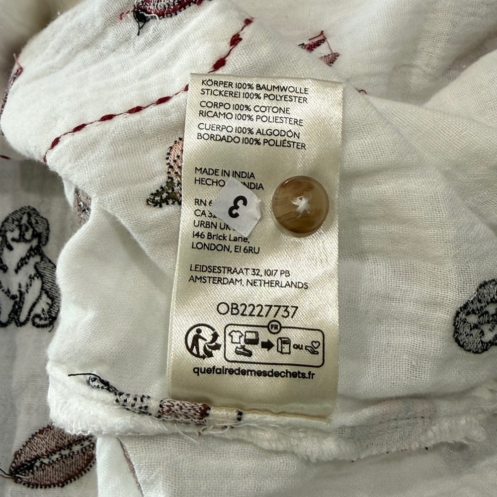 Pilcro Anthropologie Embroidered Fall Motif Cotton Gauze Button Down Shirt M - Picture 7 of 11
